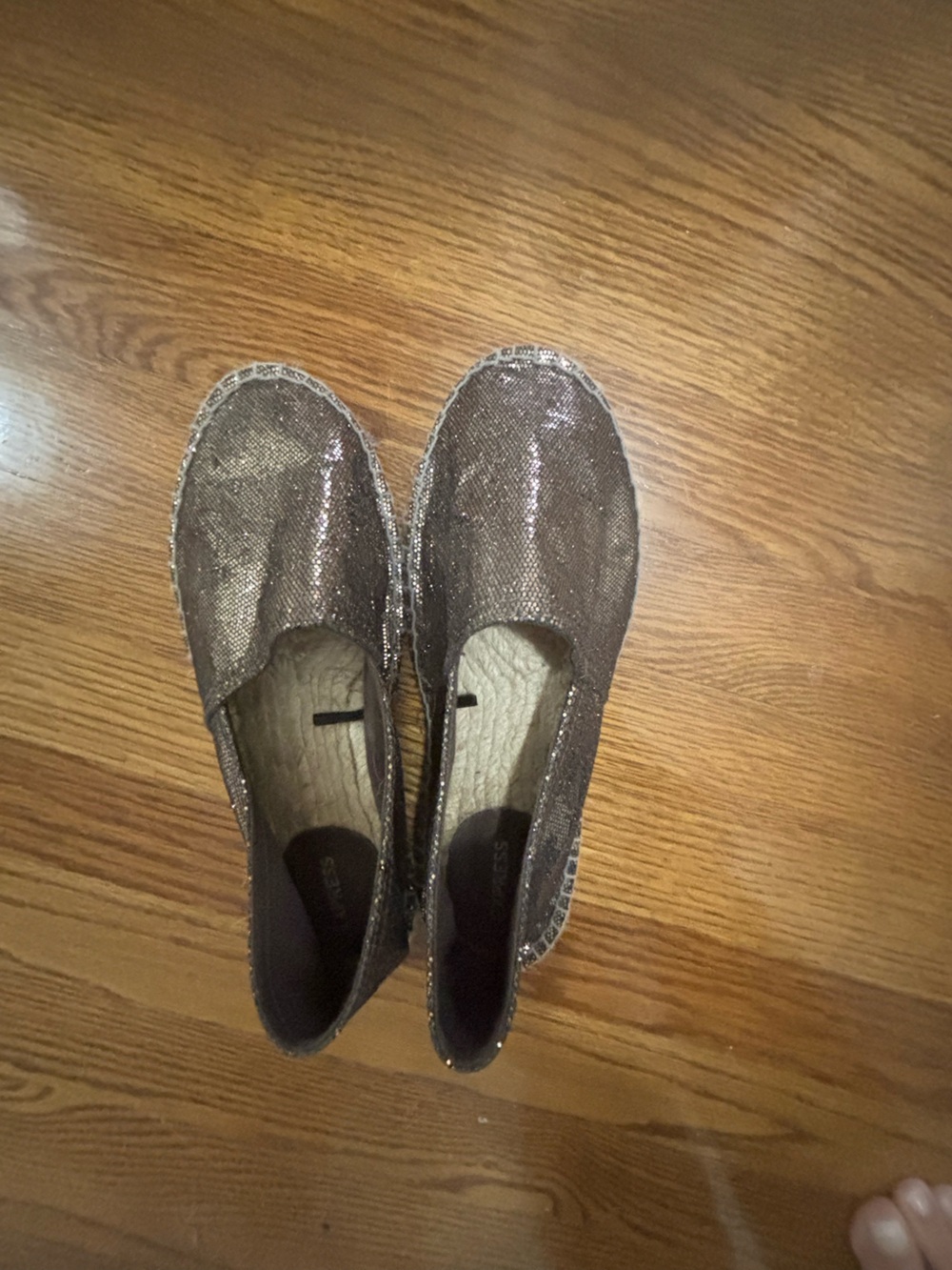 Women's Glitter Espadrille Slip-On Flats in Bronze
